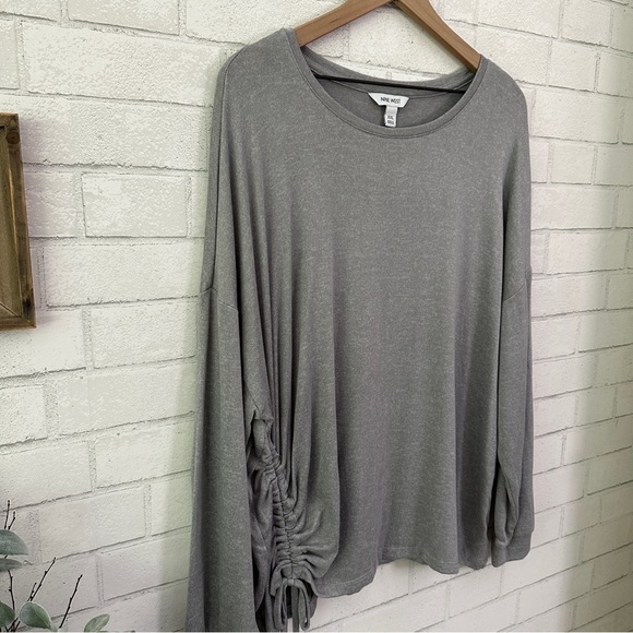 NINE WEST Gray Fox Side Ruched Drop Shoulder Sweater - Picture 3 of 11